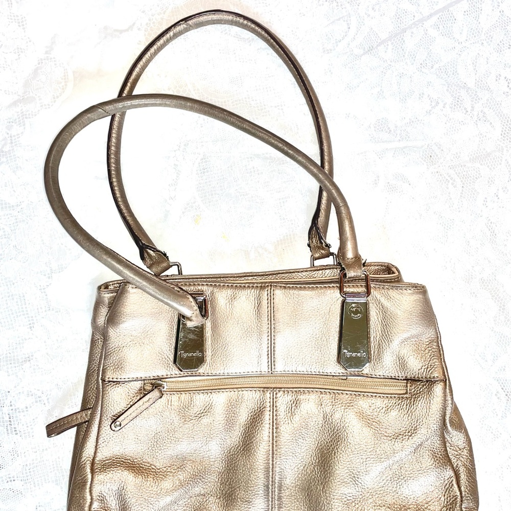 Tignanello Metallic Gold Leather Handbag